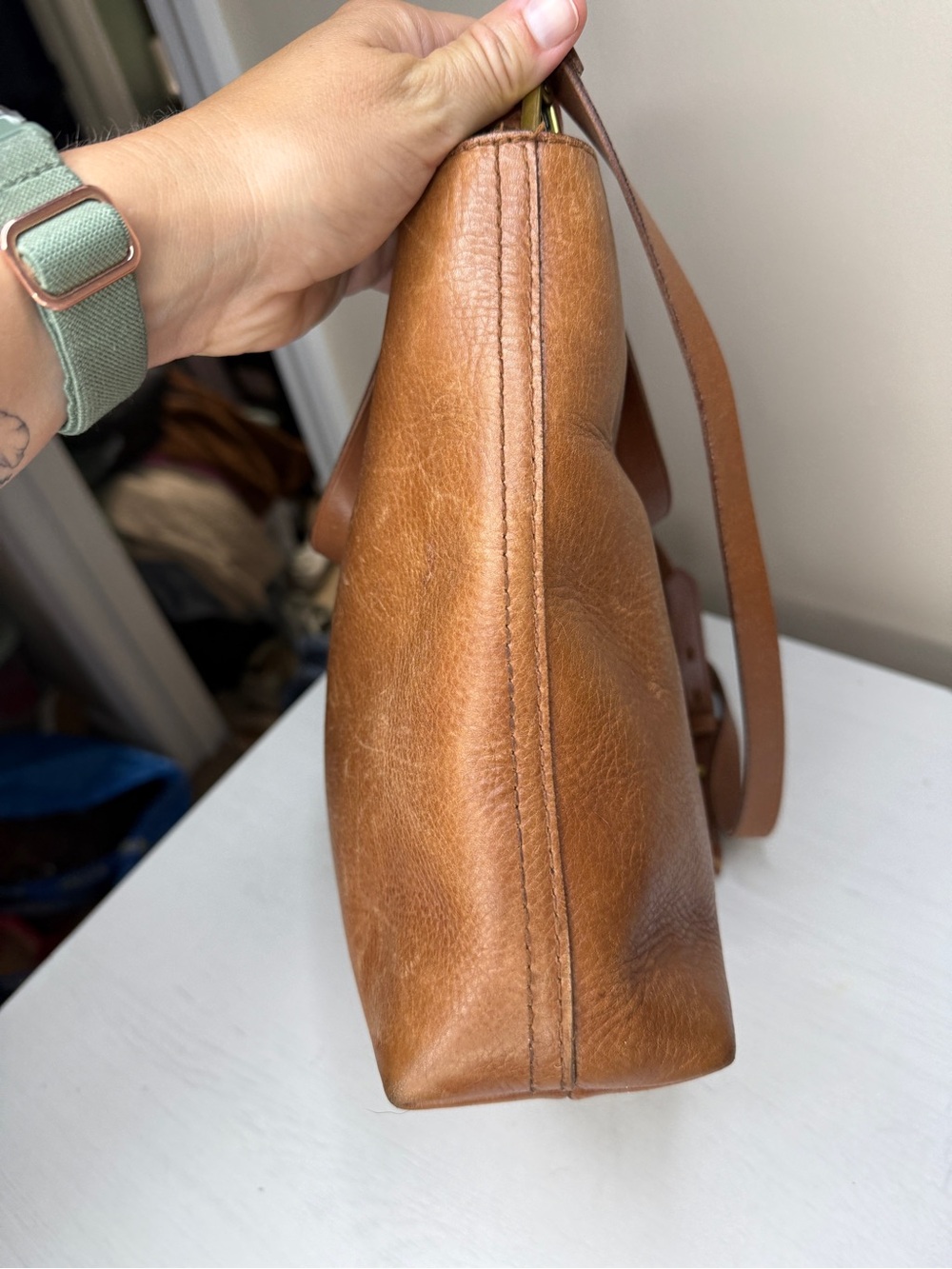 MADEWELL Mini Transport Crossbody Leather Minimal Tote - Picture 9 of 14
